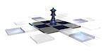 3d, chess, strategy, game, queen, chessboard over white