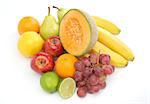 Colorful group of fresh fruits for a balanced diet. White background. Look at my gallery for more fresh fruits and vegetables.