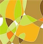 Retro Swirl Loopy Background of stylish, orange green and brown shapes. Easy-edit layered vector file--No transparencies or strokes!