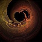 high resolution flame fractal forming multiple hearts swinging