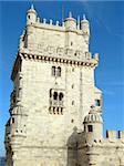 Detail of Bel?ém tower on river Tagus in Lisbon. It is considered one of the main works of the Portuguese late gothic and it is decorated with the typical manueline motifs like the armillary sphere (symbol of king Manuel I)