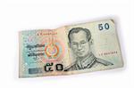 50 baht - thai bath money collection on white background