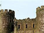 Conwy castle battlements close up.