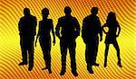 Silhouettes of young people