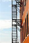 Fire escape on old brick building in Boston