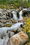 waterfall creeping on stone refreshes an environment