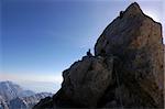 Rock climbers on the last pitch of the Grand Teton, Wyoming, 4198M