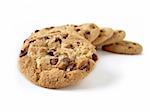 Chocolate Chip Cookies, natural light. Short depth of field, with front cookie the focus.  Path included.