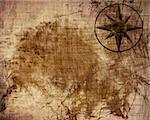 Empty old paper texture with compass