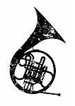 The vector image of a wind musical instrument a french horn