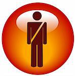 red seatbelt figure sign web button or icon