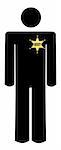 stick figure of a man wearing a sheriff's badge