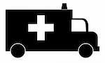 silhouette of an ambulance with red cross and siren