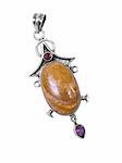 amber pendant on white isolated background