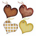 Retro Gift tags in the form of heart. Isolated on a white background