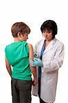 A child receives a vaccination from a doctor