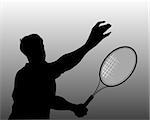 Illustration of silhouette of tennis player