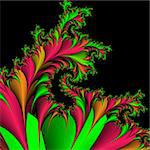 Decorative background, pattern from the bright colors and leaves against the black background.