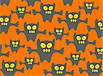 Monsters pattern on a orange background. Halloween illustration.