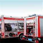Fire engine trucks with lot of equipment