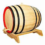 Big wooden barrel for beverages isolated on white