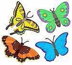 Butterfly collection on white background - vector illustration.