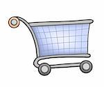 Blue shopping cart- color illustration.
