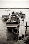 traditional fishing boats on the river Danube