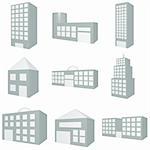 Building Icon Set in Blue