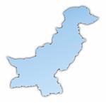 Pakistan map light blue map with shadow. High resolution. Mercator projection.
