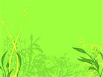 Abstract Background Texture Flowers and Leaves in Dark Green and Yellow on a bright Green Background