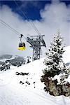 Ski lift during winter time in Austrian Alps
