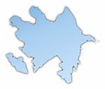 Azerbaijan map light blue map with shadow. High resolution. Mercator projection.