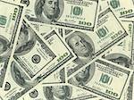 Background of hundred dollar bills, close-up