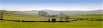 peak district landscape with fields and dry stone walls