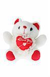 Teddy Bear with Love Heart on White Background