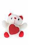 Teddy Bear with Love Heart on White Background