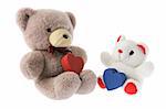 Teddy Bears with Gift Boxes on White Background