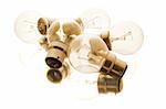 Light Bulbs in Warm Tone on White background