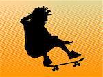 skating man on orange background