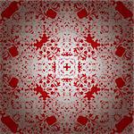 Royal red seamless repeating illustrated background with silver overlay