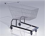 Illustration of an empty shopping cart on a reflective surface
