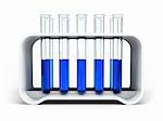 chemical flasks with reagents isolated 3d rendering