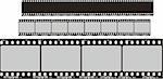 Two film strips with black silhouette, isolated