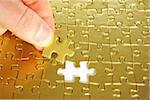 hand holding a puzzle piece . business concepts