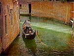 Artistic work of my own in retro style - Postcard from Italy. - Gondola - Venice.