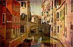 Artistic work of my own in retro style - Postcard from Italy. - Urban Venice.