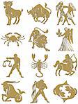 zodiac signs with golden texture