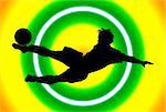 Silhouette of a soccer player over colored background