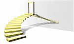 3D Render. Golden Stairway. Conceptual image.
